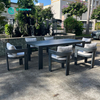 Contemporary Outdoor Furniture Powder Coated Aluminum Frame Dining Chair with Rectangle Table Patio 6+1 Dining Set for Garden Restaurant