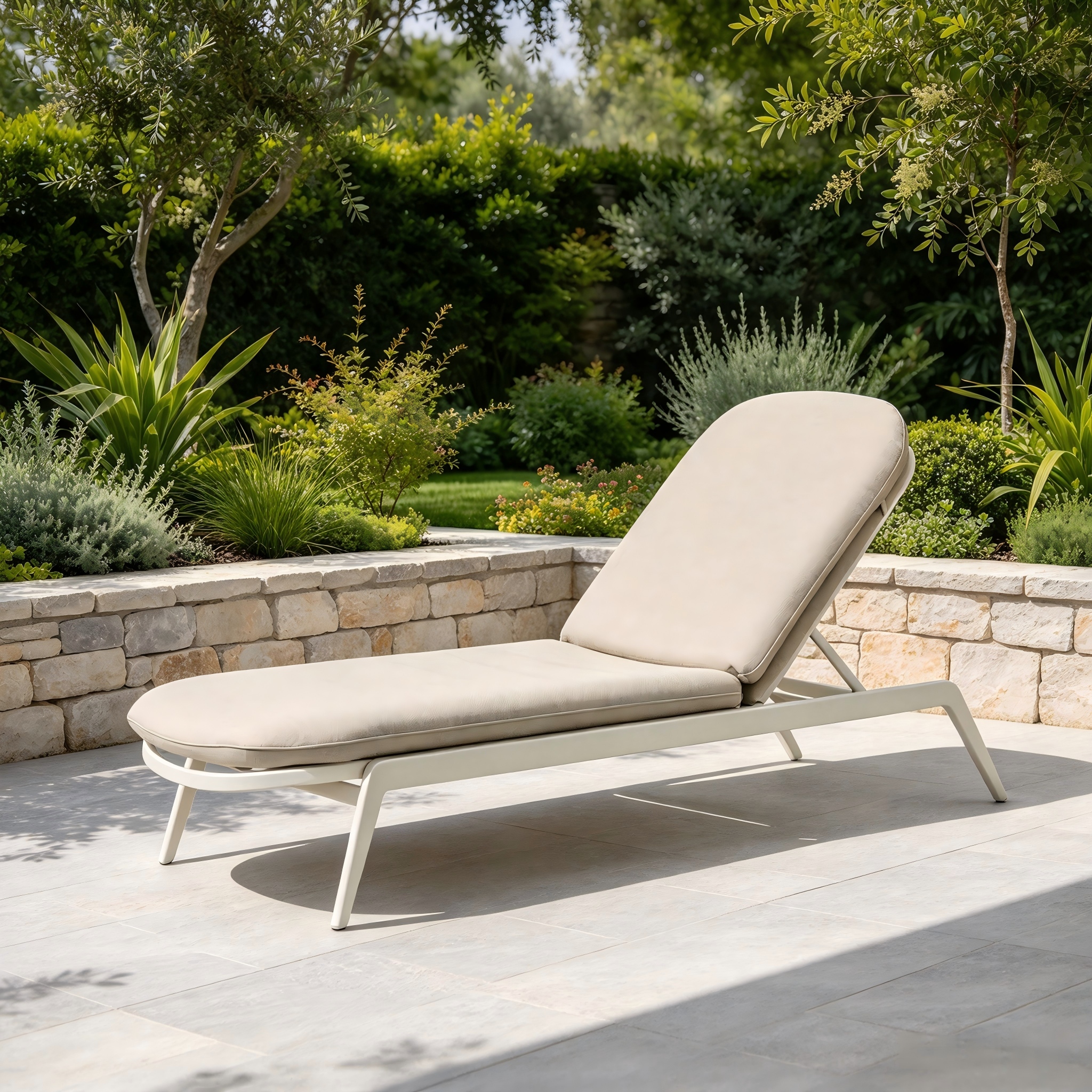Hochwertige Sonnenliege aus pulverbeschichtetem Aluminium, wasserdichter Stoff, Sonnenliege, Garten-Chaiselounge-Stuhl f&uuml;r Villa