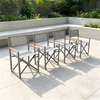 Nordic Simple Outdoor Furniture Aluminum Frame Folding Chair With Teak Wood Armrest Patio Director Camp Chair for Villa Courtyard