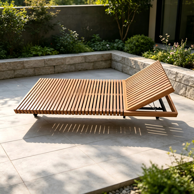 Gartenm&ouml;bel, Garten-Sonnenliege, Teakholz-Sonnenliege, hochwertiger Chaiselongue-Stuhl, Liegestuhl am Pool f&uuml;r Hotelresort