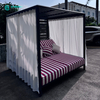 Nordic Style Udend&oslash;rs m&oslash;bler Aluminiumsramme Daybed med hvidt gardin All Weather Have Square Solseng til Home Hotel Courtyard