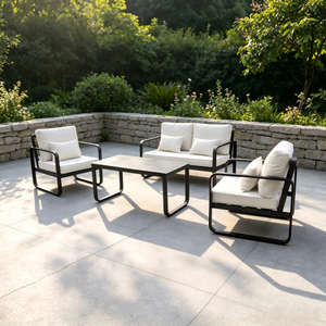 Modern And Minimalist Aluminum Furniture Outdoor Sofa Set With Waterproof Cushion Patio Sofa Chair And Coffee Table for Hotel Garden