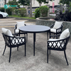 Elegant Outdoor Furniture Aluminum Dining Chair And Round Table Set All Weather Frabric Dining Set for Home Garden