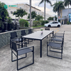 Modern Simple Outdoor Dining Furniture Aluminum Frame And Textilene 8+1 Patio Dining Chair With Long Table Set for Villa Courtyard